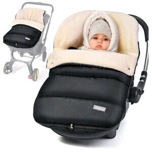 Orzbow Winter Baby Car Seat Cover - Universal Infant Bunting Bag - Black Tan